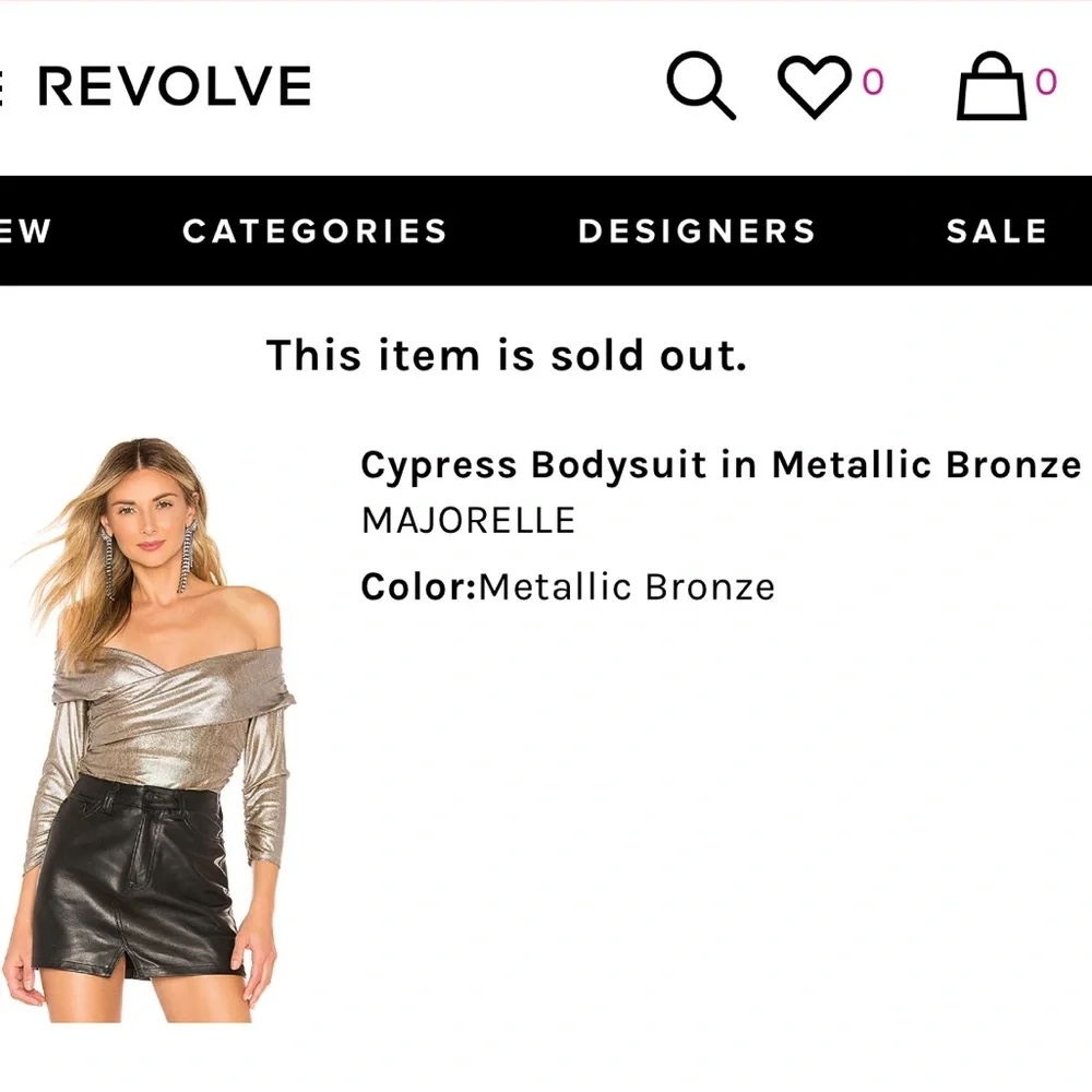 MAJORELLE Cypress Bodysuit Metallic Bronze Taupe Off Shoulder OnePiece Party Top - Picture 8 of 12